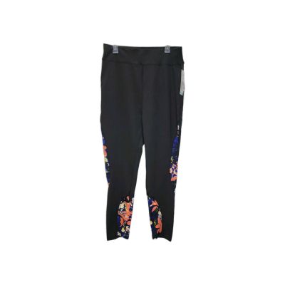 Pop Fit Womens Black Multicolor Floral High Rise Leggings With Pockets Size 3XL